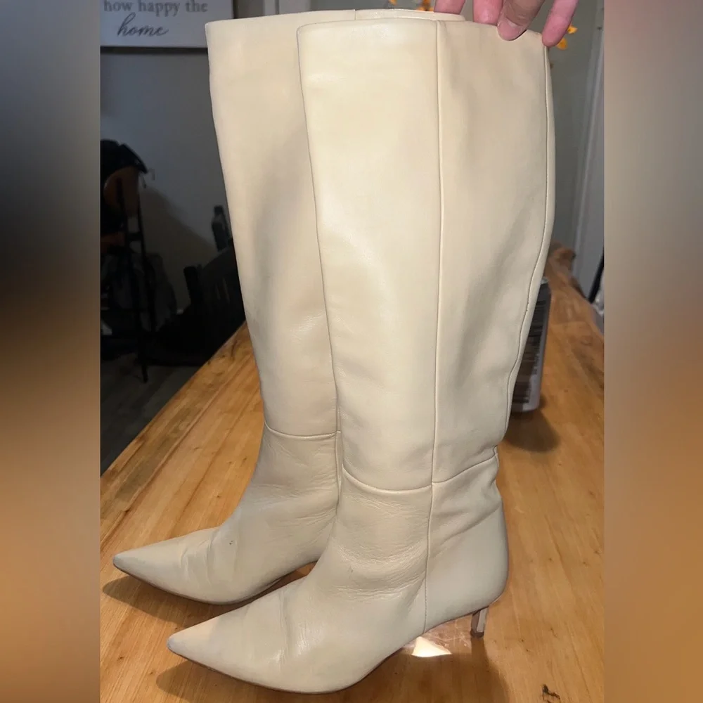Zara Cream Knee-High Boots - Picture 4 of 4